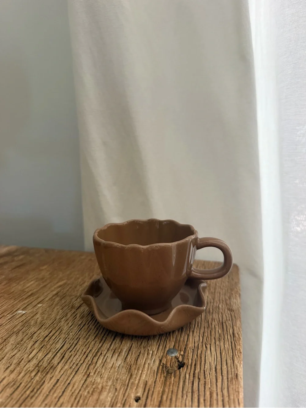 Brown Ceramic espresso Cup and Saucer Set - Home Kitchen HEARTH & HAND